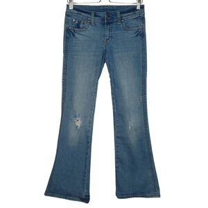 Vigoss Junior 3 Distressed Flap Pocket Blue Denim Jeans Cotton Blend Y2K 2000s